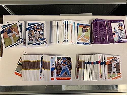 2021 Donruss Complete Baseball Set of 1-262 Base Cards NO SHORT PRINTS (No 263 or 264 SPs) and and 38 Variations. Includes 30 Diamond Kings, 32 Rookies, 50 Retro cards. Multiple cards of Mike Trout, Fernado Tatis Jr, Aaron Judge and Babe Ruth. Rookies inc