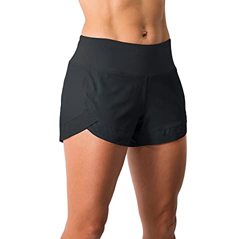 Tough Mode Womens 3″ Lightweight Running WOD Volleyball Shorts Workout Mesh Liner Zip Pocket Black