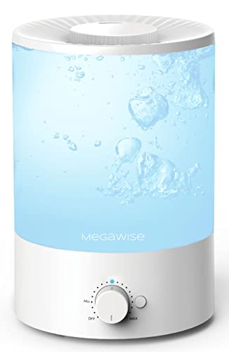 MegaWise 3.5L Humidifiers for Bedroom,Cool Mist Humidifiers, Colorful Night Light, 24dB Ultrasonic Air Vaporizer with No Leak Design for Baby, Top-Refill 1 Gal Essential Oil Diffuser, Auto Shut Off