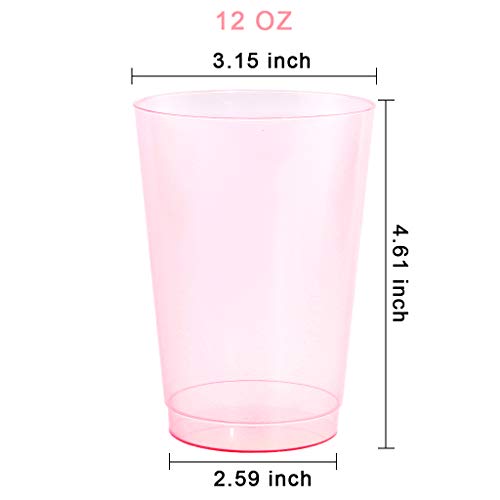 bUCLA 100pcs 12OZ Pink Plastic Cups-Disposable Solo Cups-Premium Unbreakable Wedding Cups-Party Cups,Great For Mother’s Day and Bridal Shower | The Storepaperoomates Retail Market - Fast Affordable Shopping