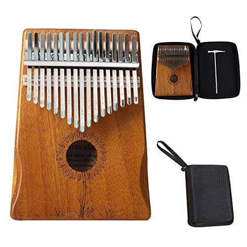 kalimba thumb piano 17 key mdkaba finger piano instrument with waterproof protective box (wood)