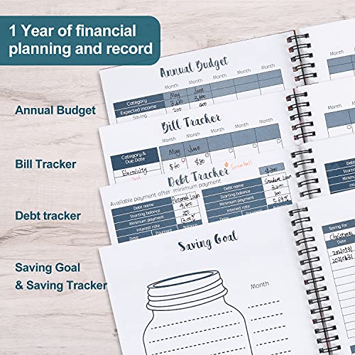 Monthly Budget Planner [Undated] with 12 Bill Pockets for Income, Debt, Saving, Expense and Bill Tracker Organizer, Blue, Floral Design | The Storepaperoomates Retail Market - Fast Affordable Shopping