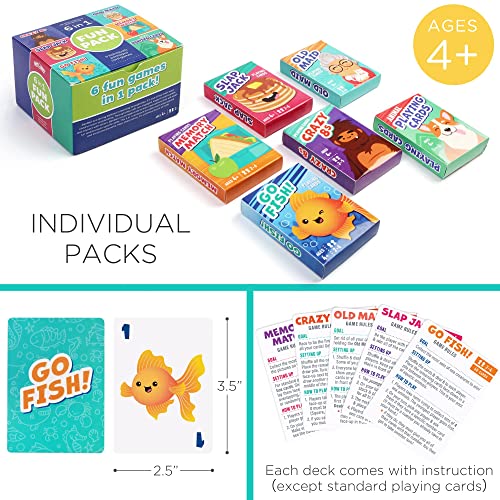 LotFancy Card Games for Kids, 6 Decks, Include Go Fish, Old Maid, Crazy Eights, Memory Match, Slap Jack, Animal Playing Cards | The Storepaperoomates Retail Market - Fast Affordable Shopping