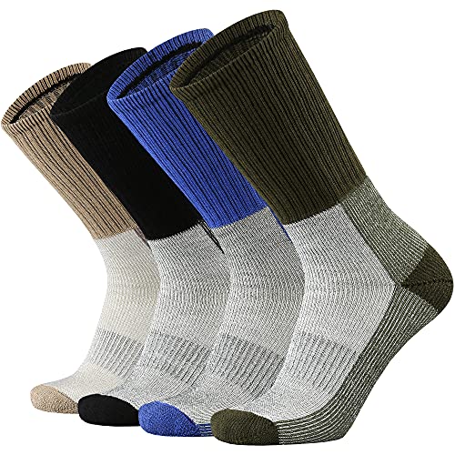 ONKE Merino Wool Cushion Crew Socks for Men Outdoor Hike Hiking All Season Work Boot with Moisture Wicking Heavy Thermal Warm(MultiColor1 L)