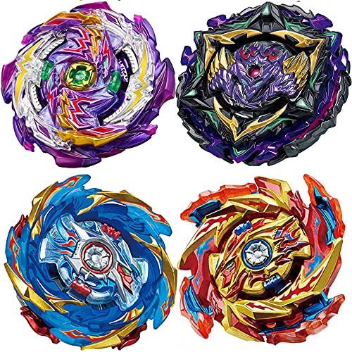 HUXICUI 4 Pieces Bey Battle Gyro Burst Metal Fusion Attack Set,Birthday Party Best Toys Gifts for Boys Kids Children Age 8+ High Performance Battling Top Burst Battle Toys Set
