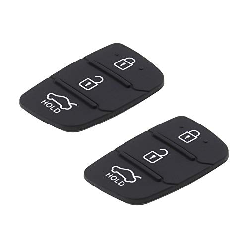 2 Pack 3-button Rubber Key Pads Black Button Pads for Auto Car Smart Remote Key Fob Replacement Parts