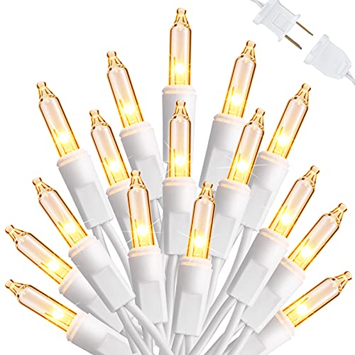 Toodour Clear Christmas Lights, 33ft 100 Count Incandescent Indoor Outdoor String Lights, UL Certified Connectable White Wire Mini Bulb Lights for Home, Party, Easter Tree Decorations – Warm White