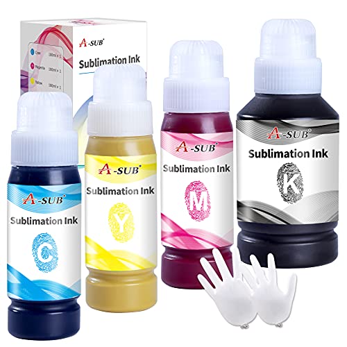 A-SUB Sublimation Ink Refill for ET-2800 ET-2803 ET-2850 ET-2400 ET-2720 ET-2760 ET-4800 ET-4700 ET-4760 ET-15000 Heat Transfer on Mug, Tumbler, T-Shirt