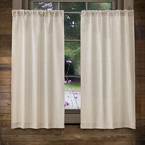 Valea Home Linen Kitchen Curtains 45 Inch Length Rustic Farmhouse Crude Short Cafe Curtains Rod Pocket Tiers for Small Window Bathroom Basement, Natural, 2 Panels