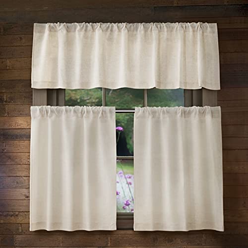 Valea Home Linen Kitchen Curtains 45 Inch Length Rustic Farmhouse Crude Short Cafe Curtains Rod Pocket Tiers for Small Window Bathroom Basement, Natural, 2 Panels | The Storepaperoomates Retail Market - Fast Affordable Shopping
