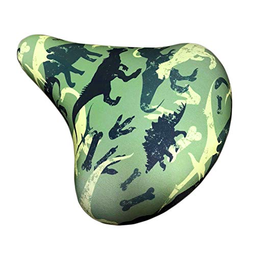 COVER-U Colorful Bicycle Seat Cover, Water-Repellent Exercise Bike Seat Cushion Cover Made of Polyester Fiber, Not Absorb Heat & Dust-Free Saddle Cover for Outdoor Biking-Dinosaur