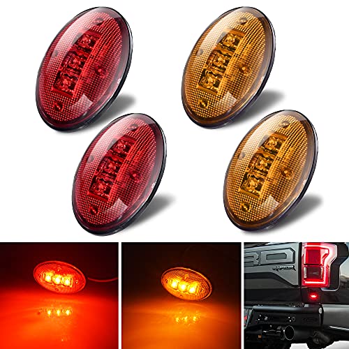 nifeida Dually Bed Fender Side Marker Lights for Ford 1999-2014 F150 F250 F350 F450 F550 Super Duty Front Rear Wheel Waterproof LED Clearance Lamp w/T10 Plug (2pcs Amber & 2pcs Red)