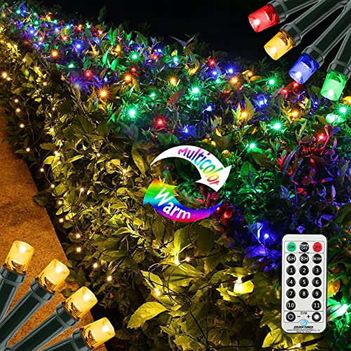 Lomotech 360 LED Color Changing Christmas Net Lights, 12ft x 5ft 8 Modes Low Voltage Connectable Mesh Lights, Waterproof Bush Light for Trees, Lawn, Garden, Outdoor Decorations (Warm to Multicolor)