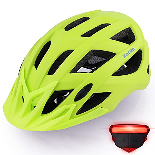 Zacro Adult Bike Helmet with Light – Adjustable Bike Helmets for Men Women Youth with Replacement Pads &Detachable Visor, Lightweight Cycling Helmet for Commuter Urban Scooter MTB Mountain &Road Biker