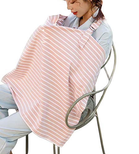 Nysaely Nursing Cover Nursing Poncho Multi Use Cover for Baby Car Seat Canopy/Shopping Cart Cover/Stroller Cover Breathable Breastfeeding One Size Fits All Cover (Pink Stripe)