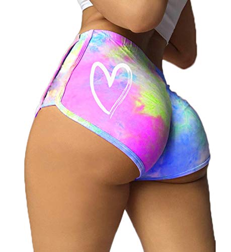 Dolphin Shorts Women Women’s Running Shorts Workout Shorts Pants for Women Active Shorts Tie Dye Colorful Pattern Unique (Pink M)
