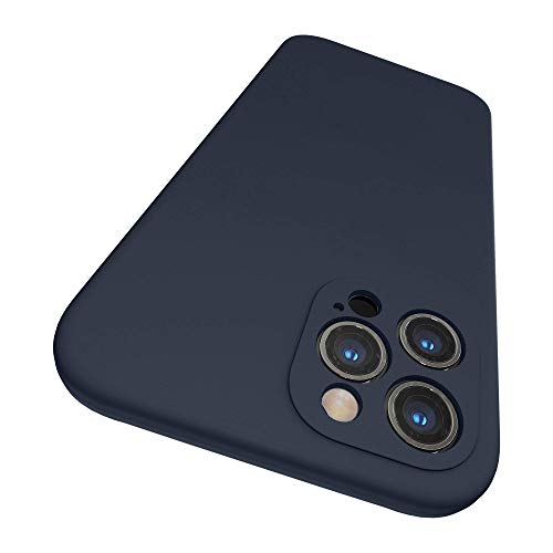 SURPHY Silicone Case for iPhone 12 Pro Max Case 6.7 inch, Individual Protection for Each Lens, Liquid Silicone Phone Case with Microfiber Lining (Midnight Blue)