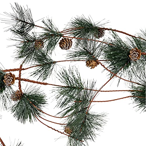 Ornativity Pinecone and Needles Garland – Pine Needles and Pinecone Rustic Holiday Christmas Tree Natural Garland Decorations – 6 Ft