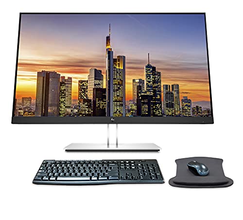 HP EliteDisplay E27 G4 27 Inch 1920 x 1080 Full HD IPS LED-Backlit LCD Monitor Bundle with HDMI, VGA, DisplayPort, Gel Mouse Pad, and MK270 Wireless Keyboard and Mouse Combo