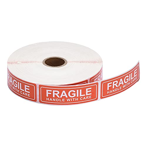 Fragile Stickers, Pacific Mailer 1″ x 3″ Fragile Handle with Care Warning Packing Shipping Label with Self Adhesive for Moving, Shipping [1000 Labels Per Roll]