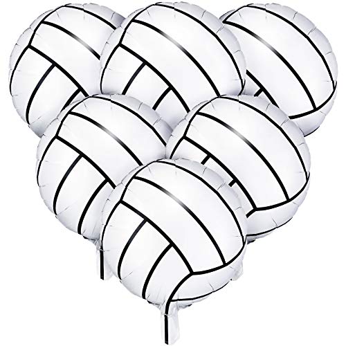 6 Pieces 18 Inches Volleyball Balloons Foil Mylar Volleyball Balloons Aluminum Foil Balloons for Birthday Party Sports Themed Party Decor