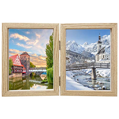 TyanDao 5×7 Inch Wood Photo Frame: Picture Frame with Glass Front Studio Gallery Frames , Suitable for Standing Vertically and Wall Hanging (Yellow)