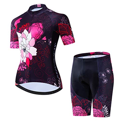 Weimostar Women’s Cycling Jersey Set Short Sleeve with 3D Padded Bike Shorts Breathable Shirt Pockets