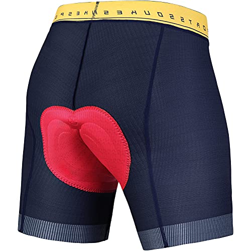 Souke Sports Men’s Bike Cycling Underwear Shorts 4D Padded Bicycle MTB Liner Undershorts Mountain Biking Shorts(Navy, Large)
