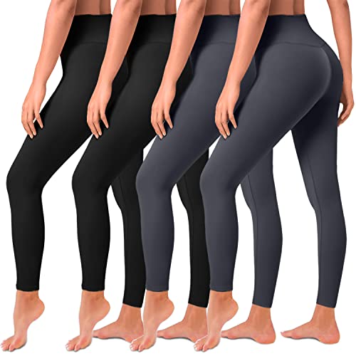 4 Pack Leggings for Women High Waisted Butt Lift Tummy Control No See-Through Yoga Pants Workout Running Leggings