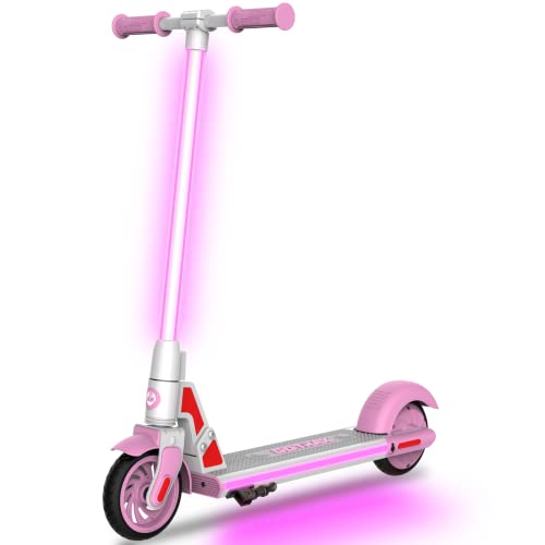 Gotrax GKS Plus Electric Scooter for Kids 6-12, Max 7 Miles Range and 7.5mph Speed, 6″ Wheel and Unique Led Light Design, UL2272 Certified Pink