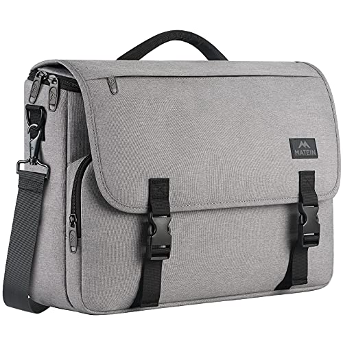 Business Briefcase for Men,Women Durable Water Resistant Laptop Bag with Shoulder Strap for College School Student,Lightweight Crossbody Work Computer Messenger Bags for Boys Fits 15.6”Notebook,Gray