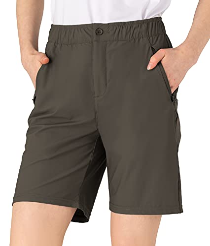 Rdruko Women’s Work Shorts Quick Dry UPF 50+ Hiking Golf Shorts with Zipper Pockets(Coffee, US XL)