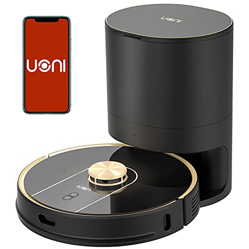 UONI V980Plus Robot Vacuum Cleaner with Self-Emptying Dustbin – Lidar Navigation Robotic Vacuums Multi-Floor Mapping 2700Pa Strong Suction with No-Go Zones 190 Mins Runtime for Pet Hair