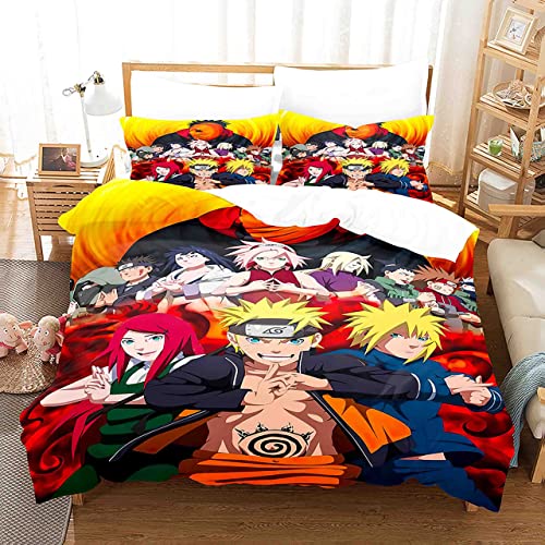 YIYI SMILE Anime Japanese Duvet Cover Set Bedding Set Comforter Cover Lightweight Breathable for Kids Boys Queen:90*90IN A-13