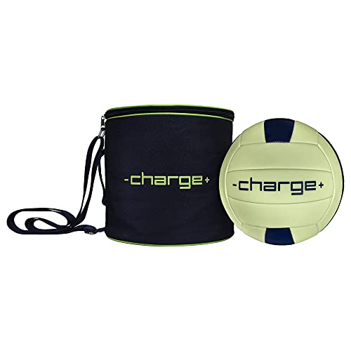 CHARGEBALL Glow in The Dark Light Up Hand Stitched Water Resistant Volleyball PRO Kit with LED Charging and Carrying Bag for 20 Second Recharge