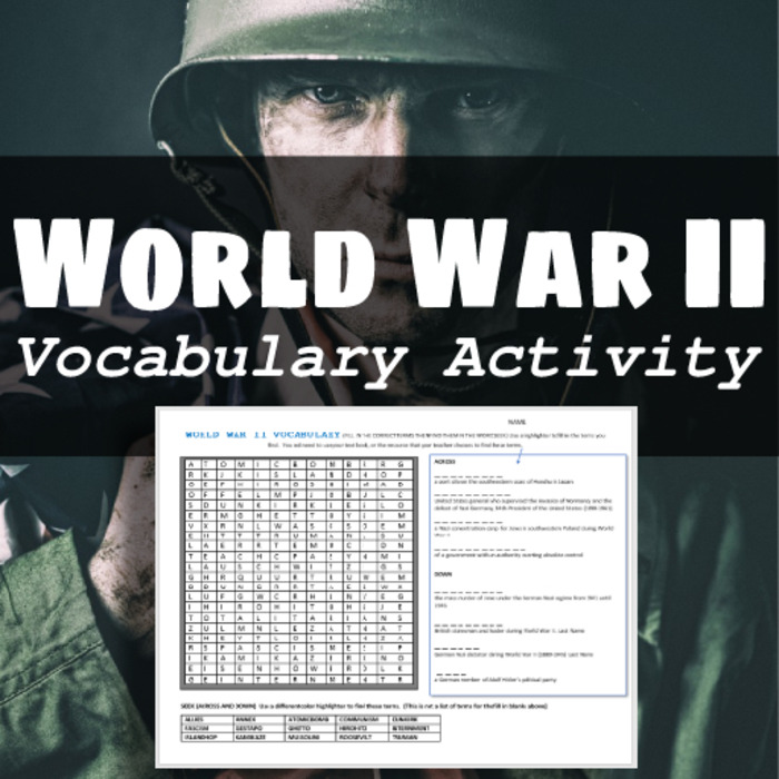Vocabulary Activity for WWII Unit | The Storepaperoomates Retail Market - Fast Affordable Shopping