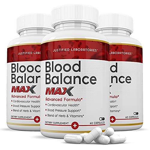 Justified Laboratories (3 Pack) Blood Balance Max 1295MG Formula All Natural Supplement Pills 180 Capsules