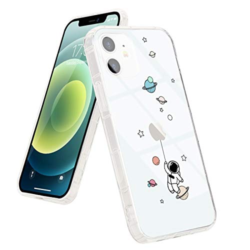 Pepmune for iPhone 12 Mini Cute Case Silicone Clear Space Planet Astronaut Design Slim Bumper Men Girls Kids Cool Shockproof Soft Back Protective Cover for Apple iPhone 12 Mini Phone Cases