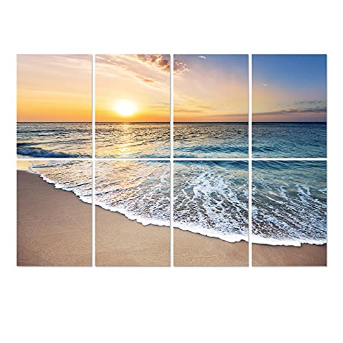 AcouXtro Art Acoustic Panels 8Pcs Set, Seaside Acoustical Wall Panel 47x31x0.4inch, Decorative Sound Absorbing Panel for Walls, Sound Deadening Acoustic Treatment for Room Decorations Peel and Stick