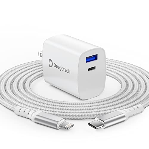iPhone Charger Fast Charging, Deegotech 20W USB C Wall Charger & iPhone Charger Cable 10FT, PD Fast Charger for iPhone 14 /iPhone 13 Pro/13 Promax/iPhone 12/12 Promax/iPhone 11, iPad 2021