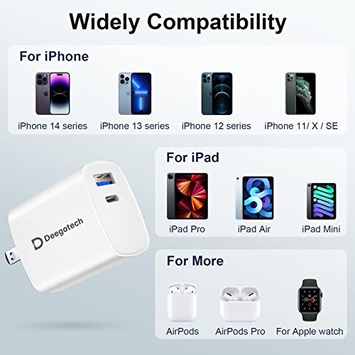 iPhone Charger Fast Charging, Deegotech 20W USB C Wall Charger & iPhone Charger Cable 10FT, PD Fast Charger for iPhone 14 /iPhone 13 Pro/13 Promax/iPhone 12/12 Promax/iPhone 11, iPad 2021 | The Storepaperoomates Retail Market - Fast Affordable Shopping
