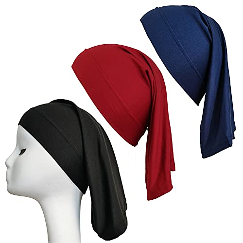 3 Pack Dreadlocks Tube Socks Spandex Hair Covers for Women Men Locs Braids Twists(Navy Blue,Black,Wine Red)