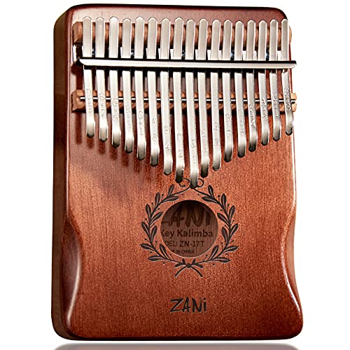 TienClef Kalimba Thumb Piano 17 Keys with Engraved Notes Olive Branch Pattern Handhold Cute Finger Mabogany Solid Wood Portable Musical Instrument Music Book for Kids Adult Beginner (Coffee)