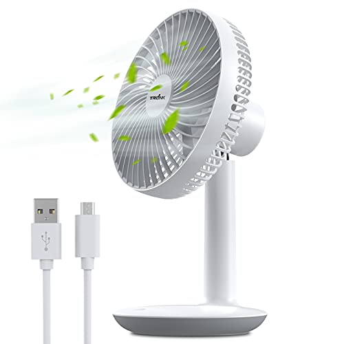 TRILINK 6-Inch Rechargeable Small Desk Fan, Portable Battery-Operated Table Electric Fan with 4 Speed Levels, Personal Mini Fan for Home Bed Study Room Bedroom Office Camping Cooling – Quite & Silent