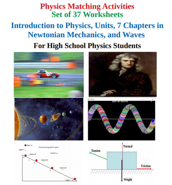 Set of 37 Physics Matching Worksheets