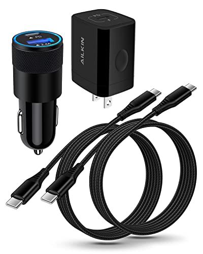 Fast C Type Charger Kit for Samsung Galaxy S23 S22 S22+ S21 Ultra 5G S20 S10 S10E A51 A71 Note 20 Tab S8 Google Pixel 7 Pro 7 6a 6 6Pro, 20W PD Wall Plug+30W Car Adapter+2 x 60W C to USB-C Cables-6Ft