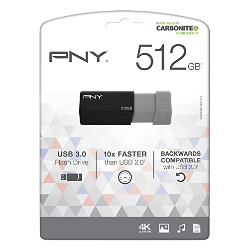 PNY USB 3.0 Flash Drive, 512GB, Black