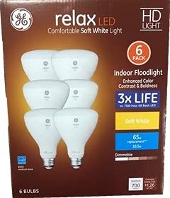 GE Relax 6-Pack 65 W Equivalent Dimmable Soft White Br30 LED Light Fixture Light Bulb 3X Life