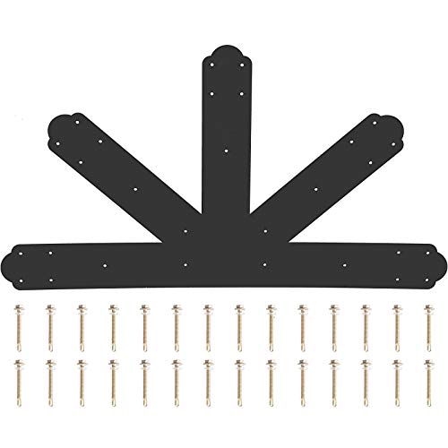 VEVOR Gable Plate, Black Powder-Coated Truss Connector Plates, 12:12 Pitch Gable Bracket, 4 mm / 0.16″ Steel Truss Nail Plates, Decorative Gable Plate with Bolts for Wooden Beam Use