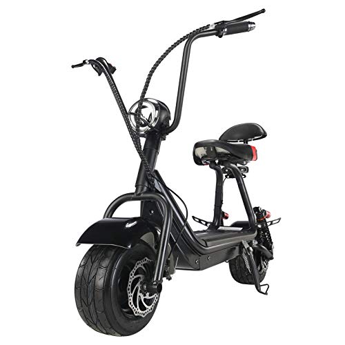SAY YEAH Fat Tire Scooter for Adults Electric 20 mph Powerful Up 500w Electric Scooters with 2 seat Commuter Scooter Citycoco Scooter Black